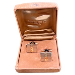 Vintage Nina Ricci PARIS Manschettenknöpfe im Vintage-Stil, vergoldet im Originaletui, um 1990