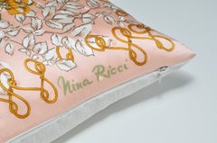 Vintage Nina Ricci Peach Silk Scarf with Irish Linen Cushion Pillow