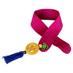 Ceinture vintage Nina Ricci à passementerie colorée et à pompons