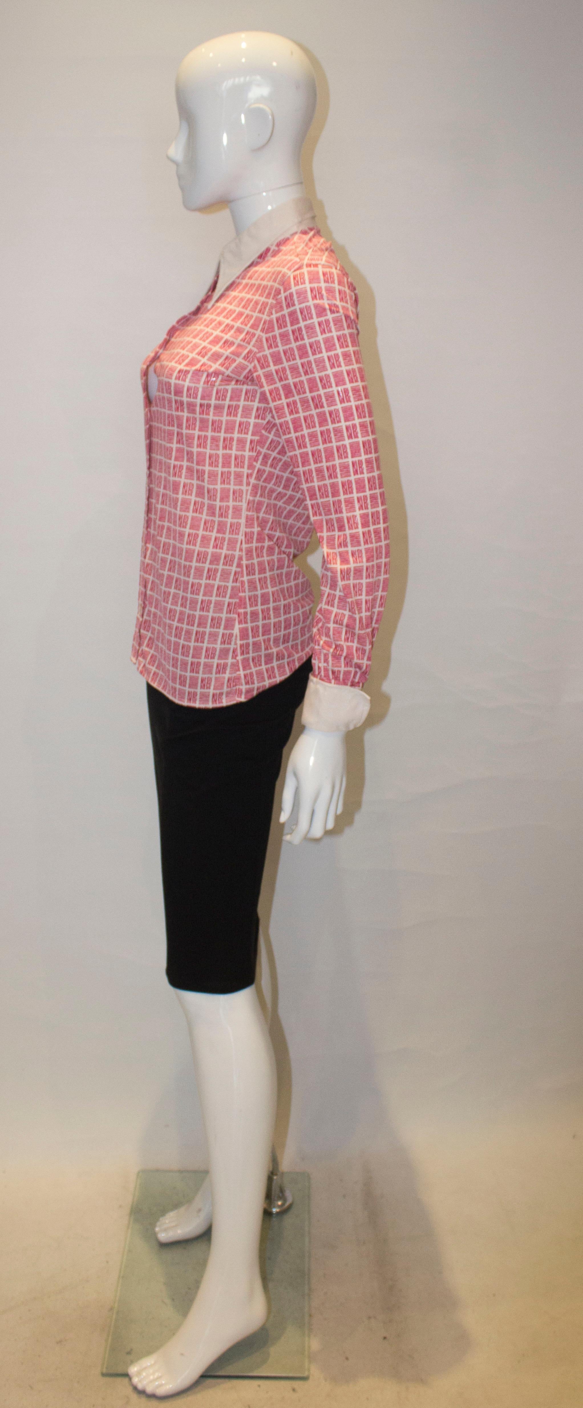 Pink Vintage Nina Ricci Red and White Shirt For Sale