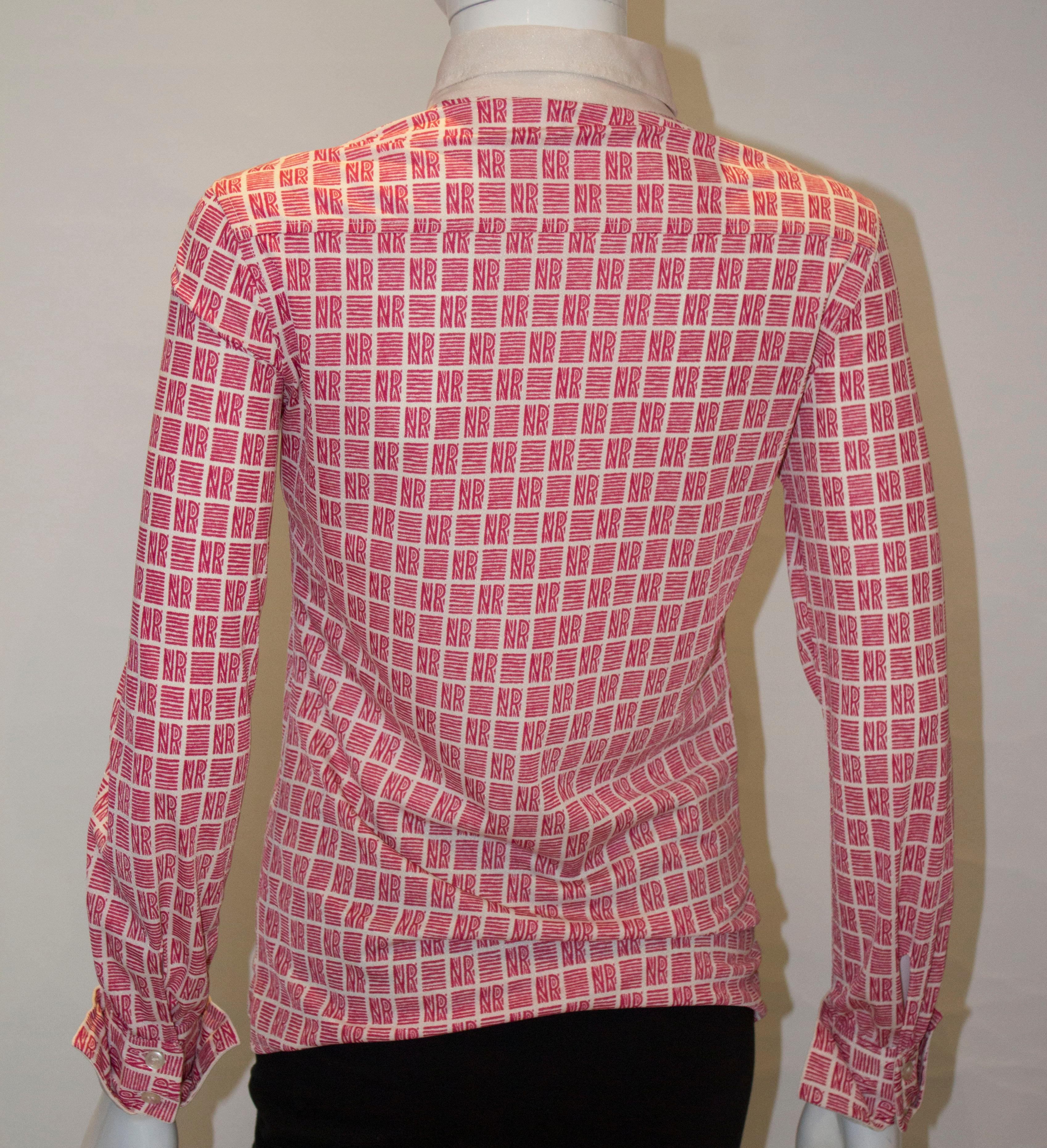 Women's Vintage Nina Ricci Red and White Shirt For Sale