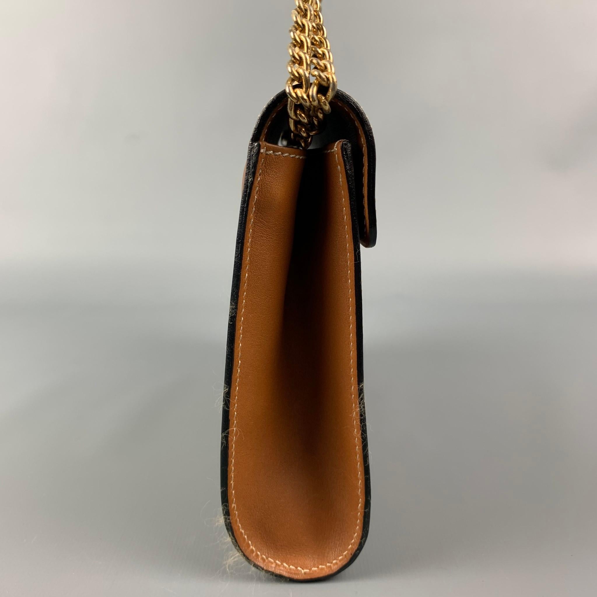 Vintage NINA RICCI Tan and Gold Contrast Stitch Leather Clutch Handbag ...