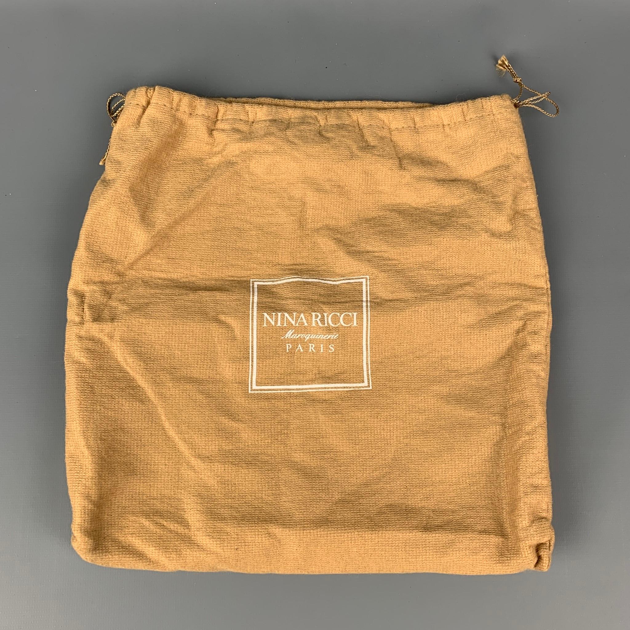 Vintage NINA RICCI Tan and Gold Contrast Stitch Leather Clutch Handbag ...