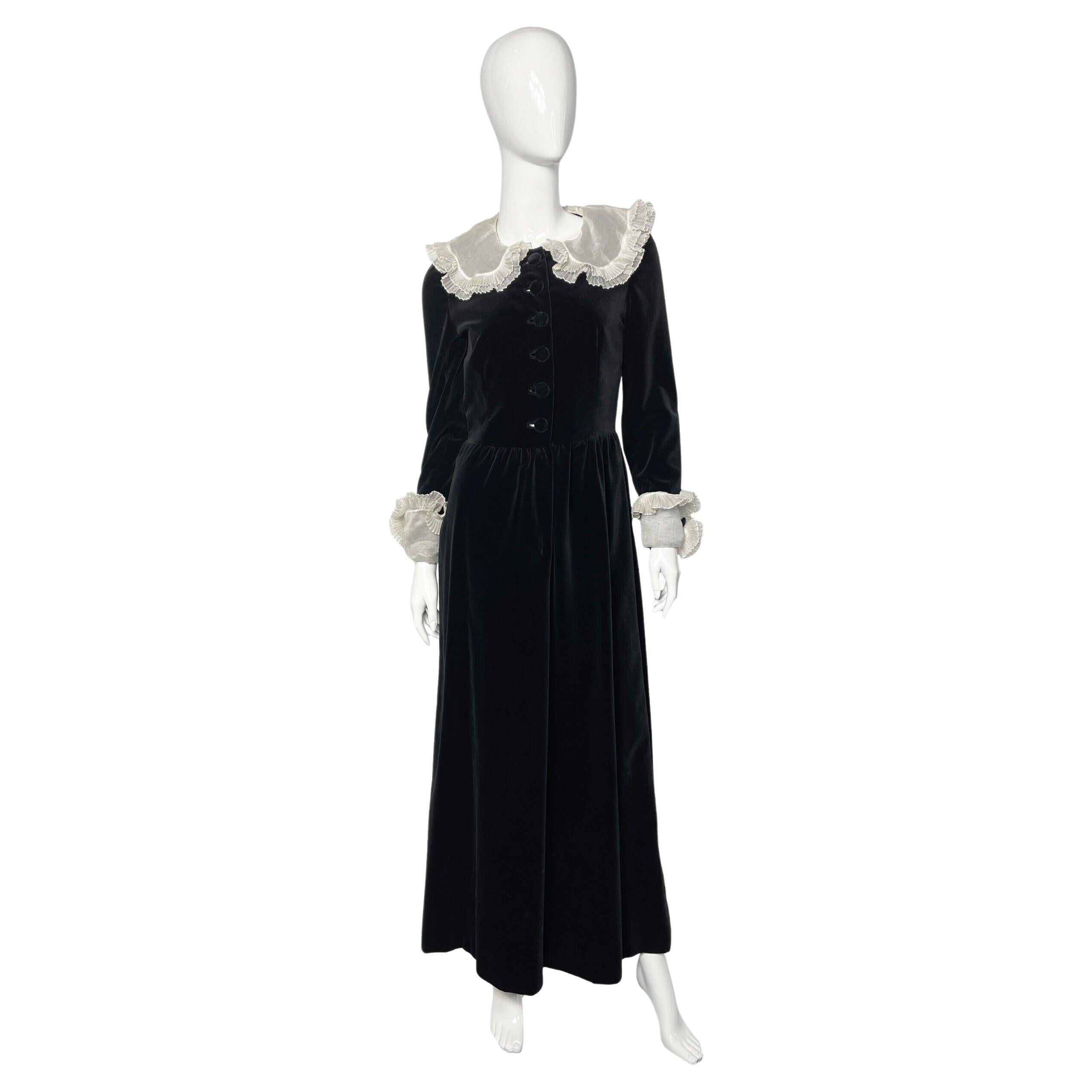 Vintage Nina Ricci Velvet Dress, 1980s For Sale