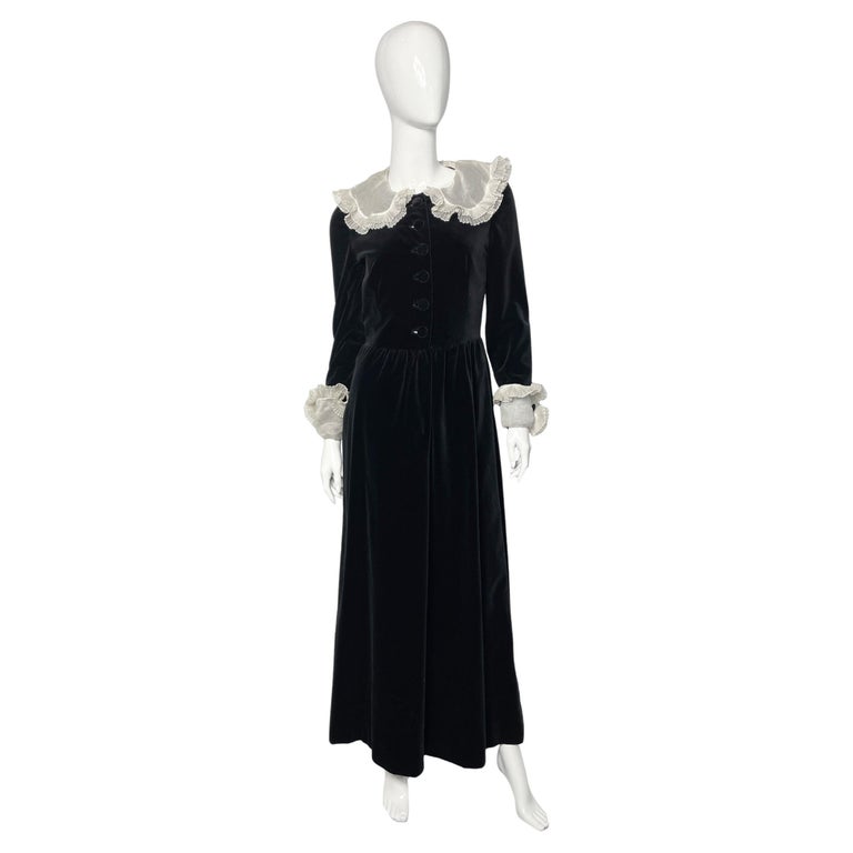 1980s Couture Nina Ricci Velvet Dress