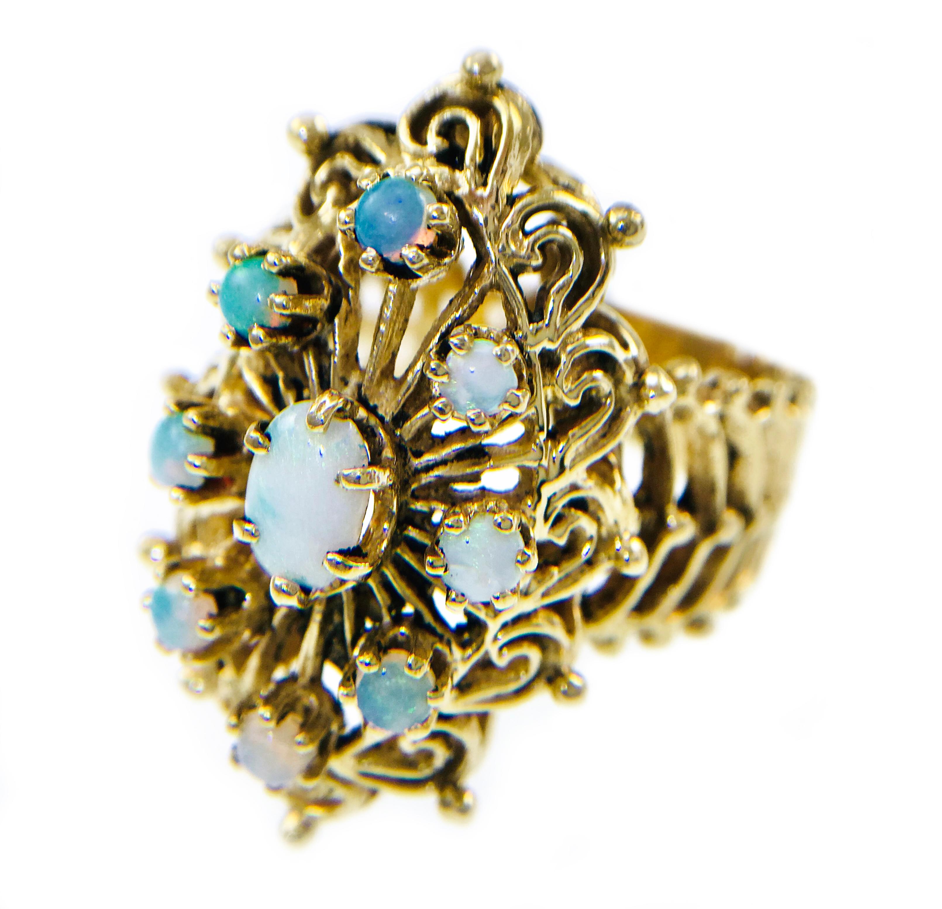 Vintage Nine Opal Ornate Ring