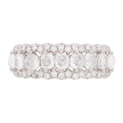 Vintage Nine Stone Rose Cut and Round Brilliant Cut Diamond Ring, circa 1970s