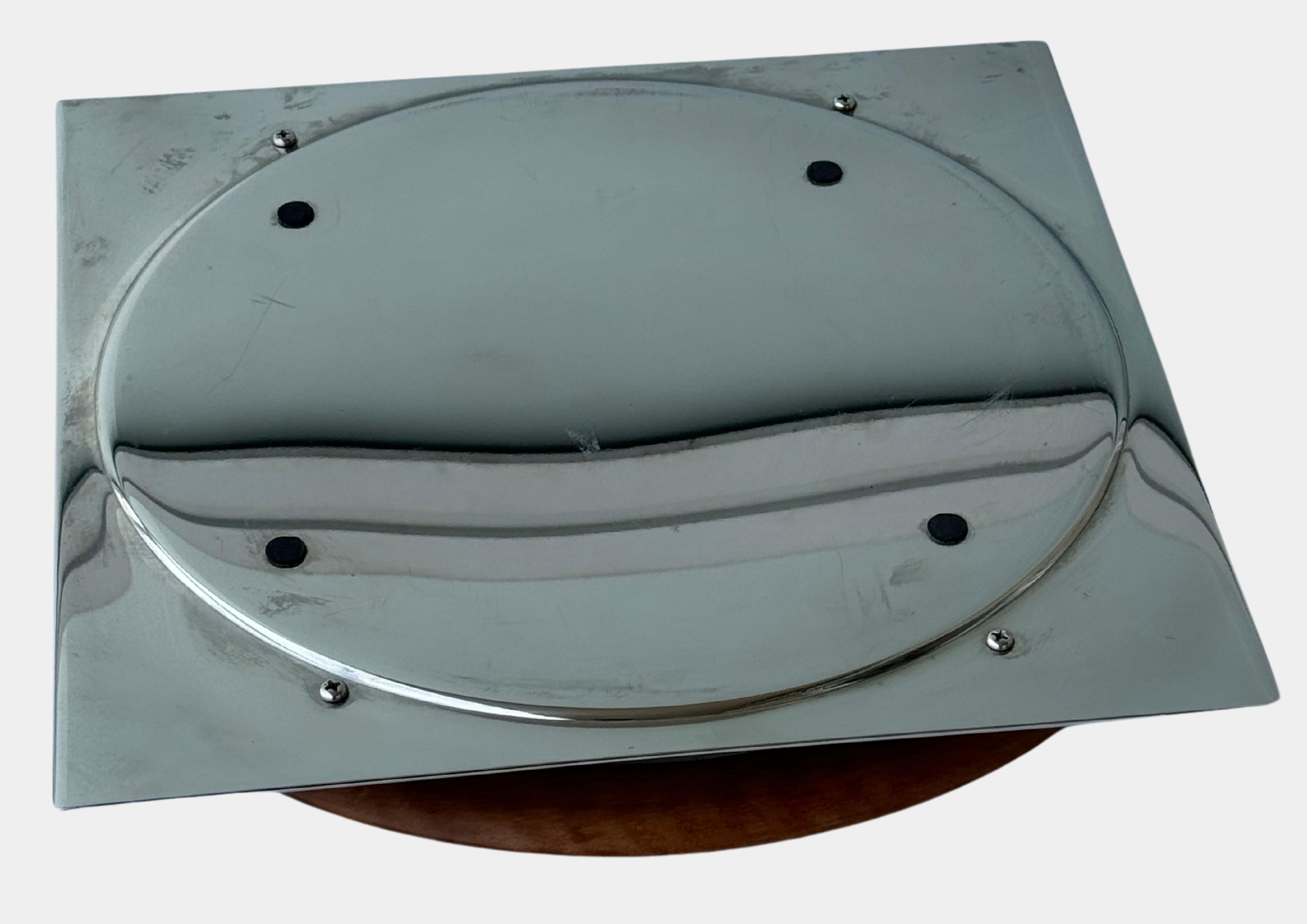 Bandeja de acero inoxidable y madera Vintage Nino Cerruti Acero inoxidable en venta