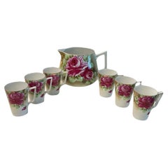Vintage Nippon Japan Floral Hand Painted Lemonade/Iced Tea 7-piece Set