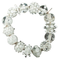 Vintage Nirit Dekel White Handmade Glass Bead Bracelet