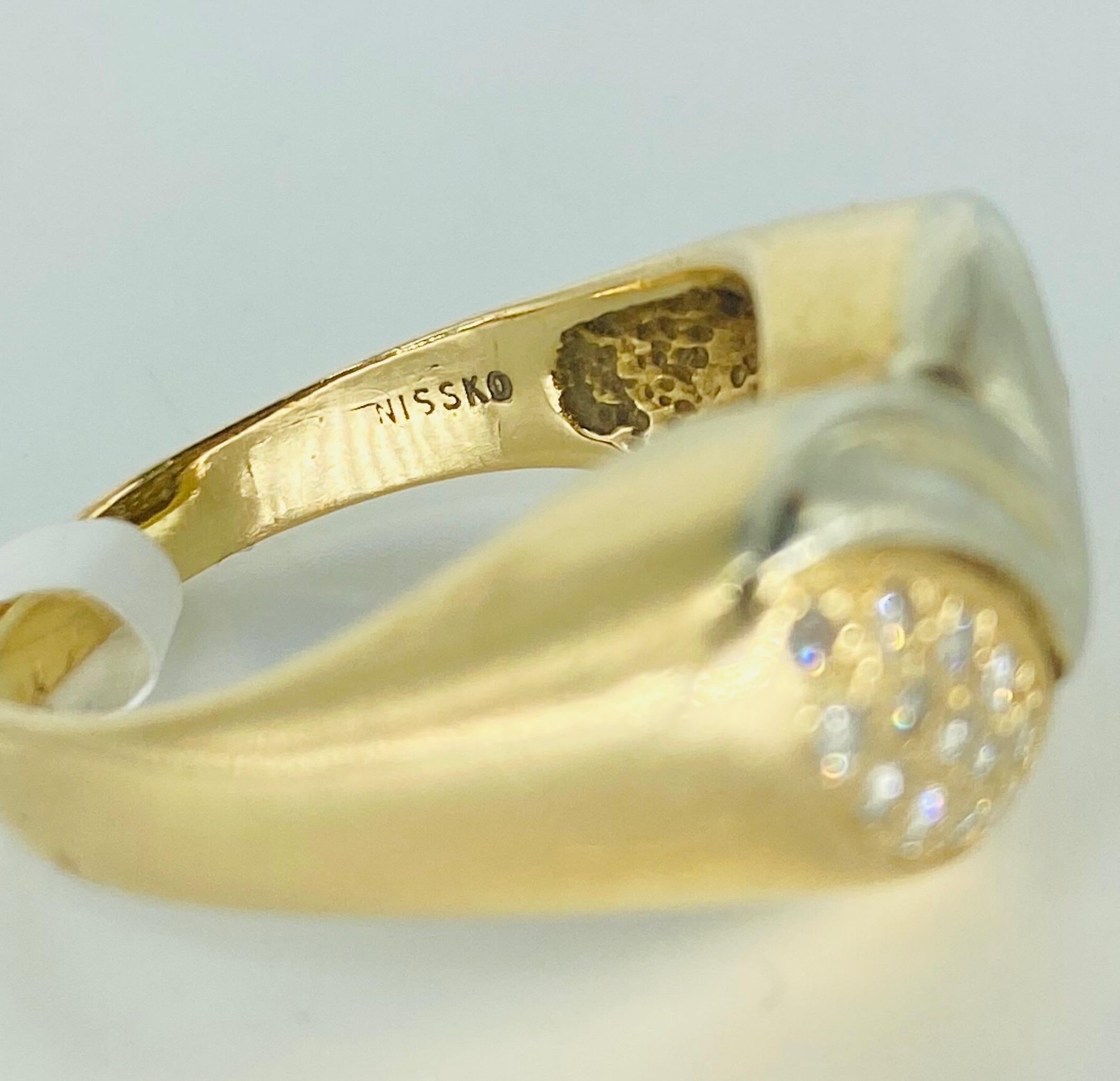 Vintage NISSKO 0.78 Carat Diamonds 2-Tone Gold Heart Love Ring 14k Gold For Sale 1