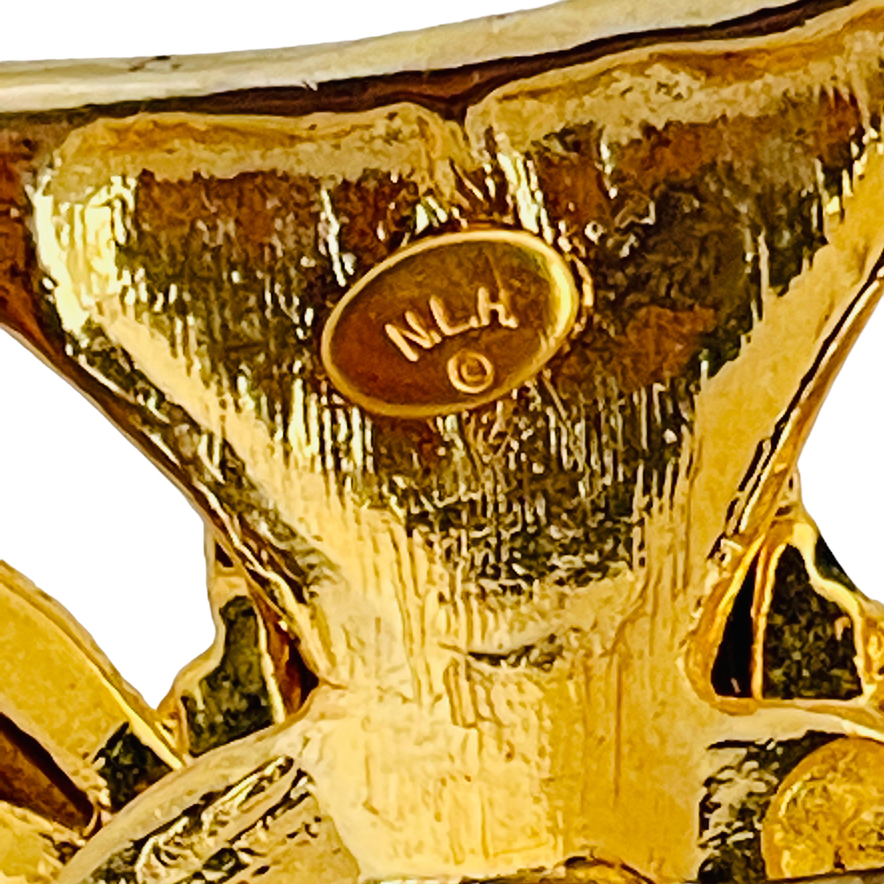 Vintage NLH NAT LANDAU HYMAN gold enamel Maltese cross designer runway ...