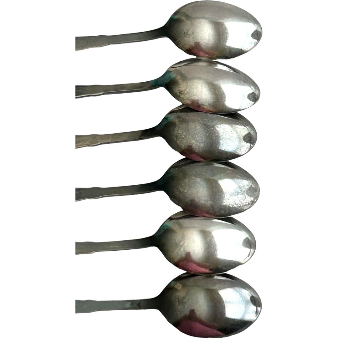 Vintage N.M. Thune Norway Demitasse Sterling Silver and Enamel Spoons (6) For Sale 1