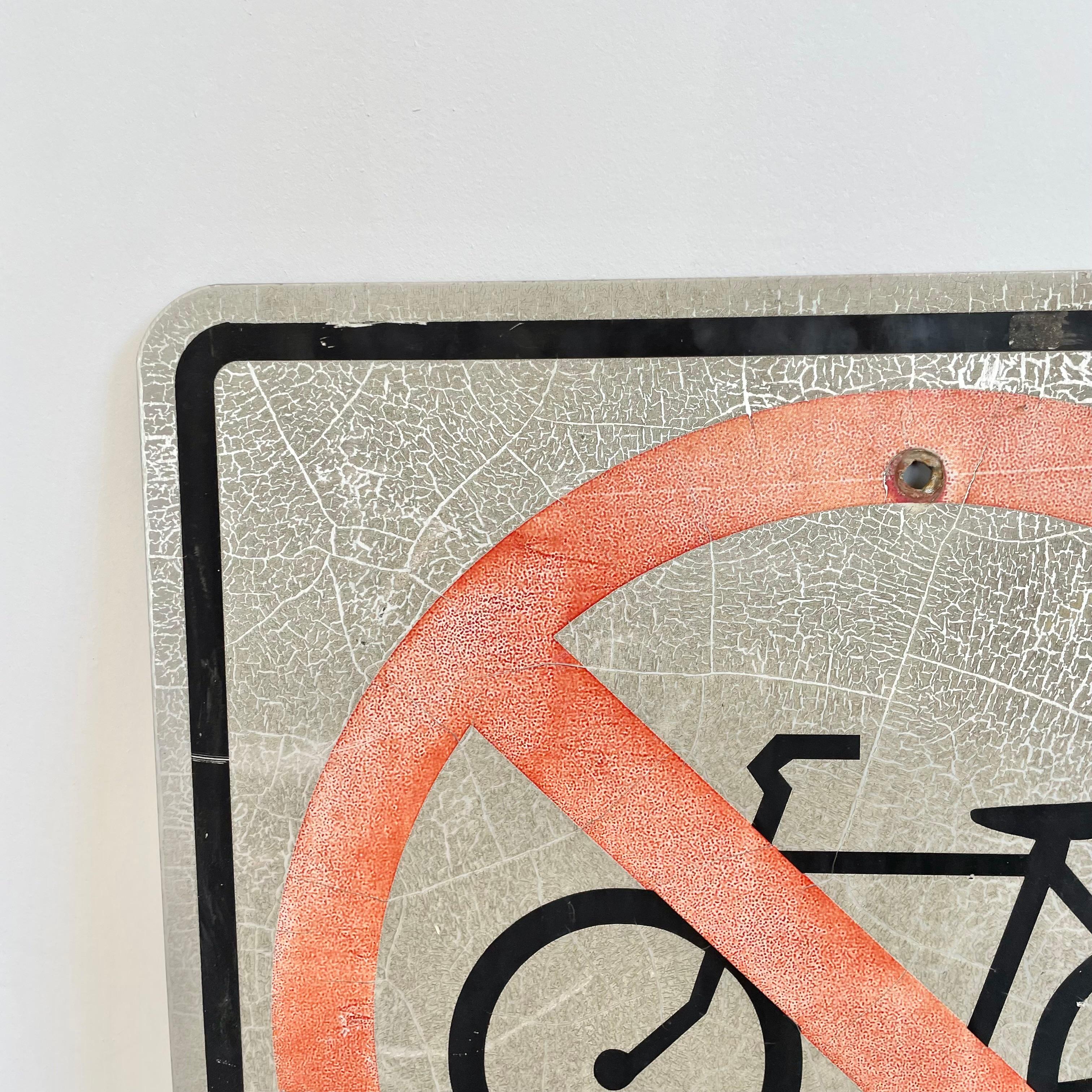 Vintage 'No Bikes' Street Sign In Good Condition For Sale In Los Angeles, CA