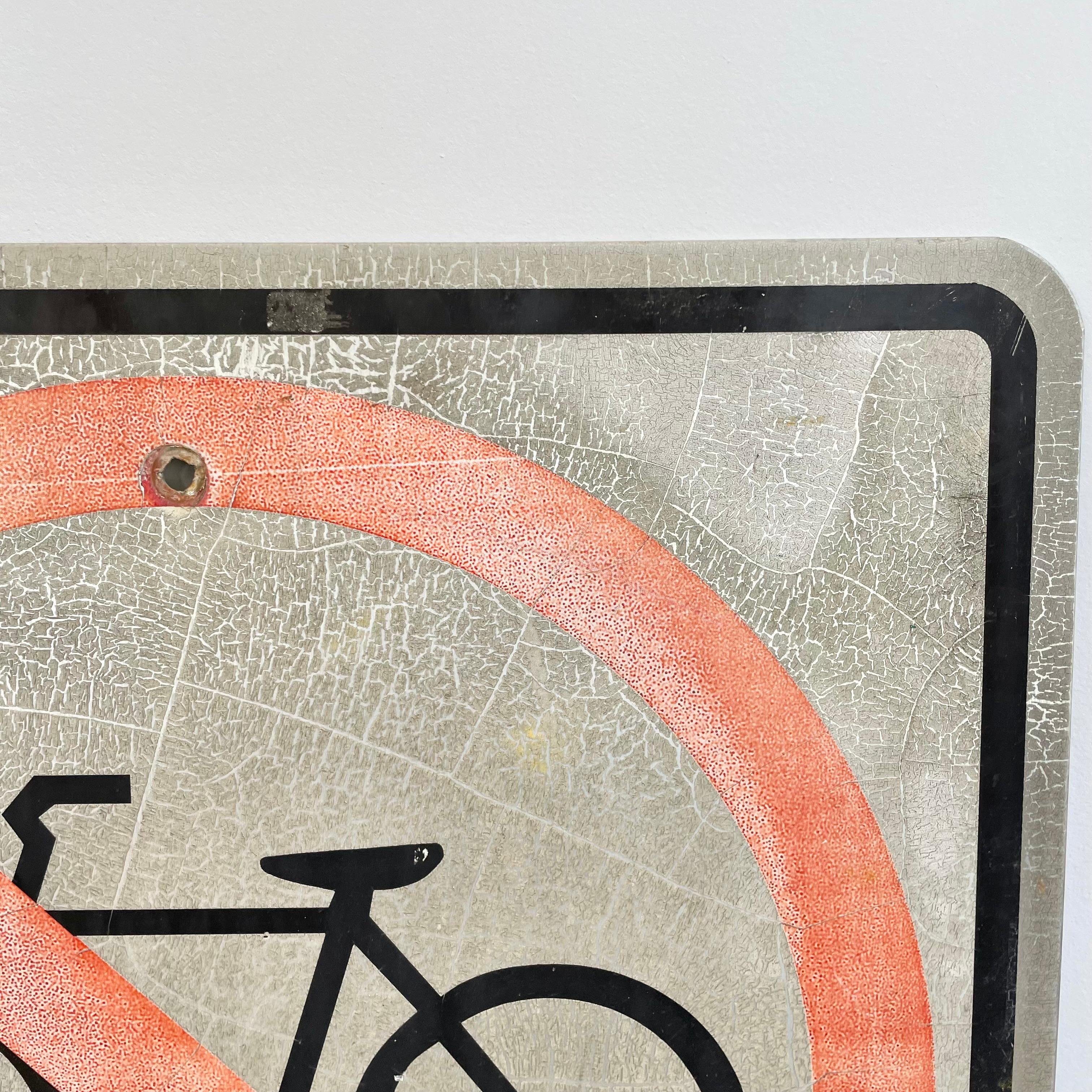 Late 20th Century Vintage 'No Bikes' Street Sign For Sale