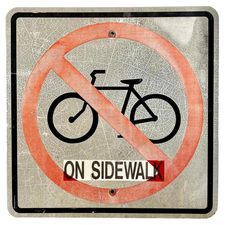 Vintage 'No Bikes' Street Sign For Sale at 1stDibs | no bike sign