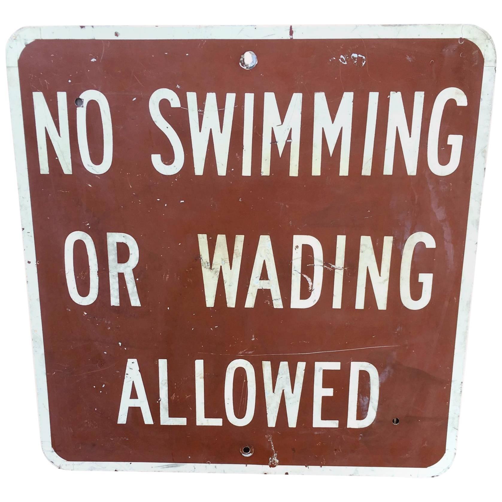 Vintage No Swimming Metal Sign