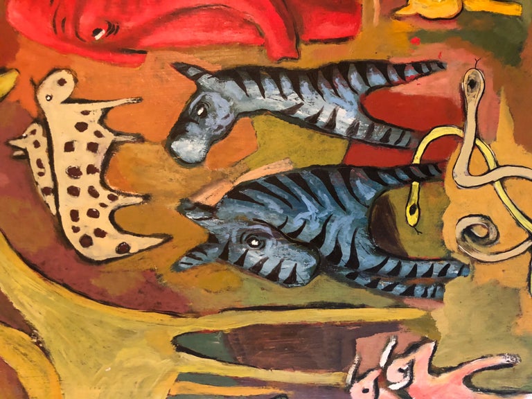 Vintage Noah S Ark Modernist Oil Painting For Sale At 1stdibs