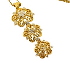 Vintage NOLAN MILLER gold rhinestone designer runway necklace