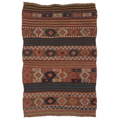 Vintage Anatolian Kilim Rug, Flatweave floor covering 