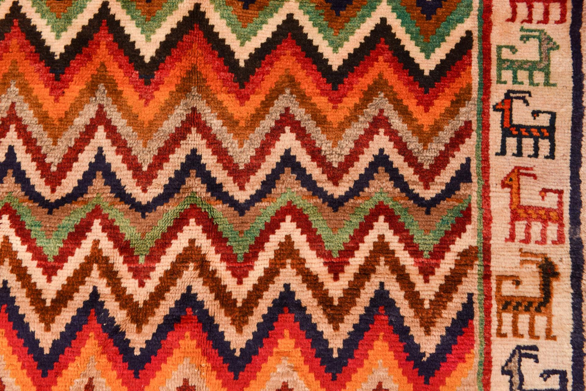 Hand-Knotted Vintage Nomadic Oriental Carpet For Sale