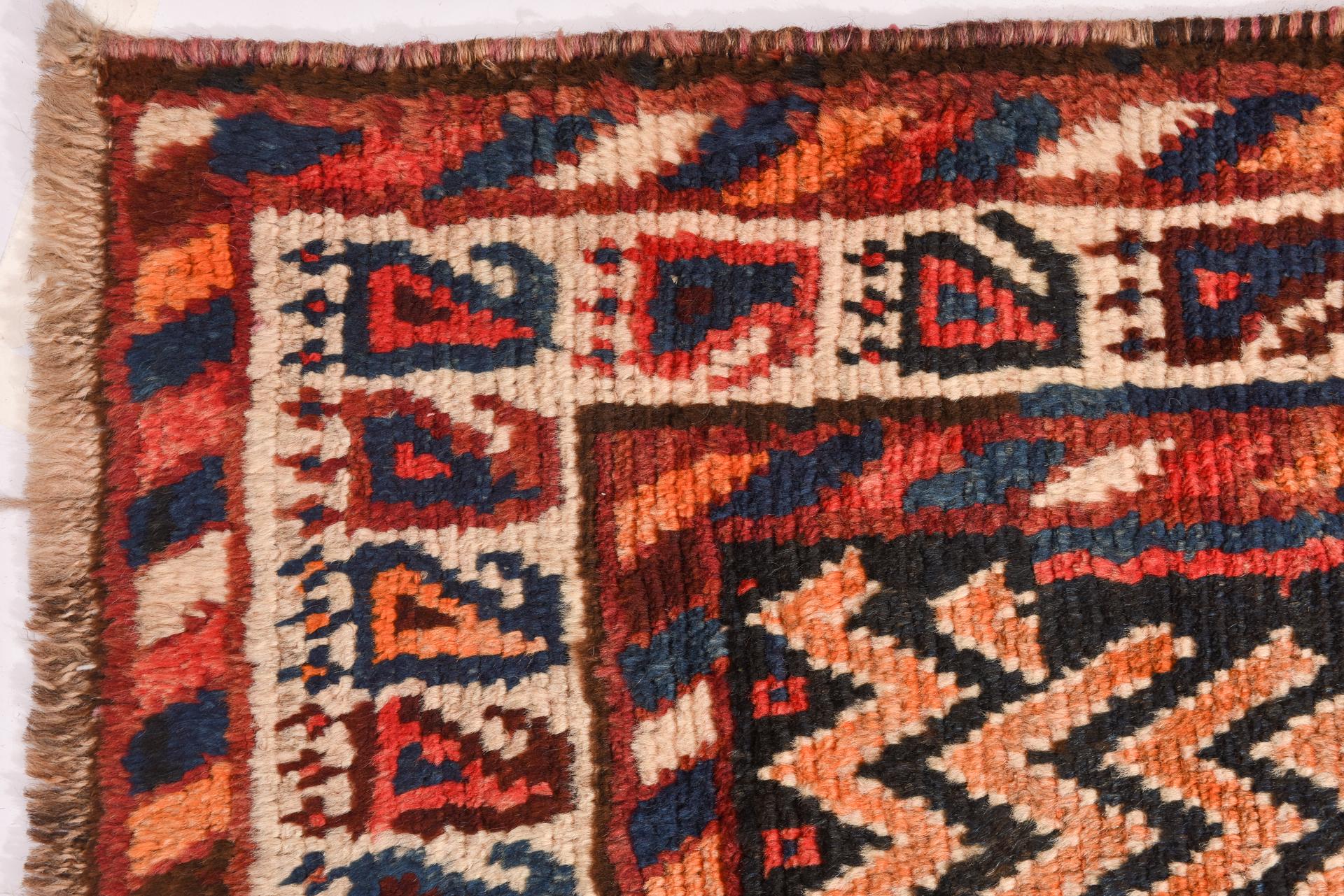 Vintage Nomadic Carpet with Peacocks For Sale 2