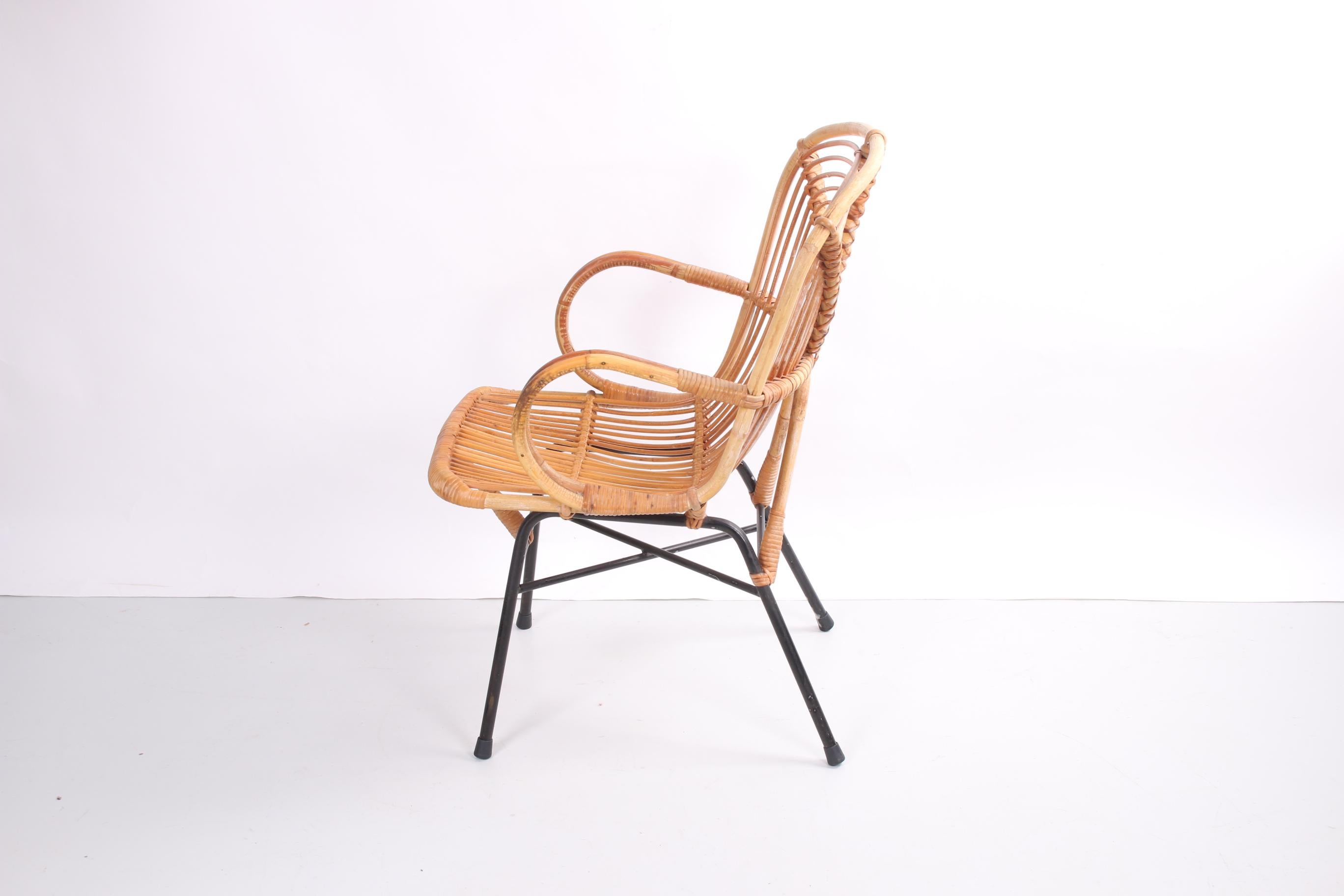 Mid-Century Modern Vintage Noordwolde Bamboo Lounge Chair
