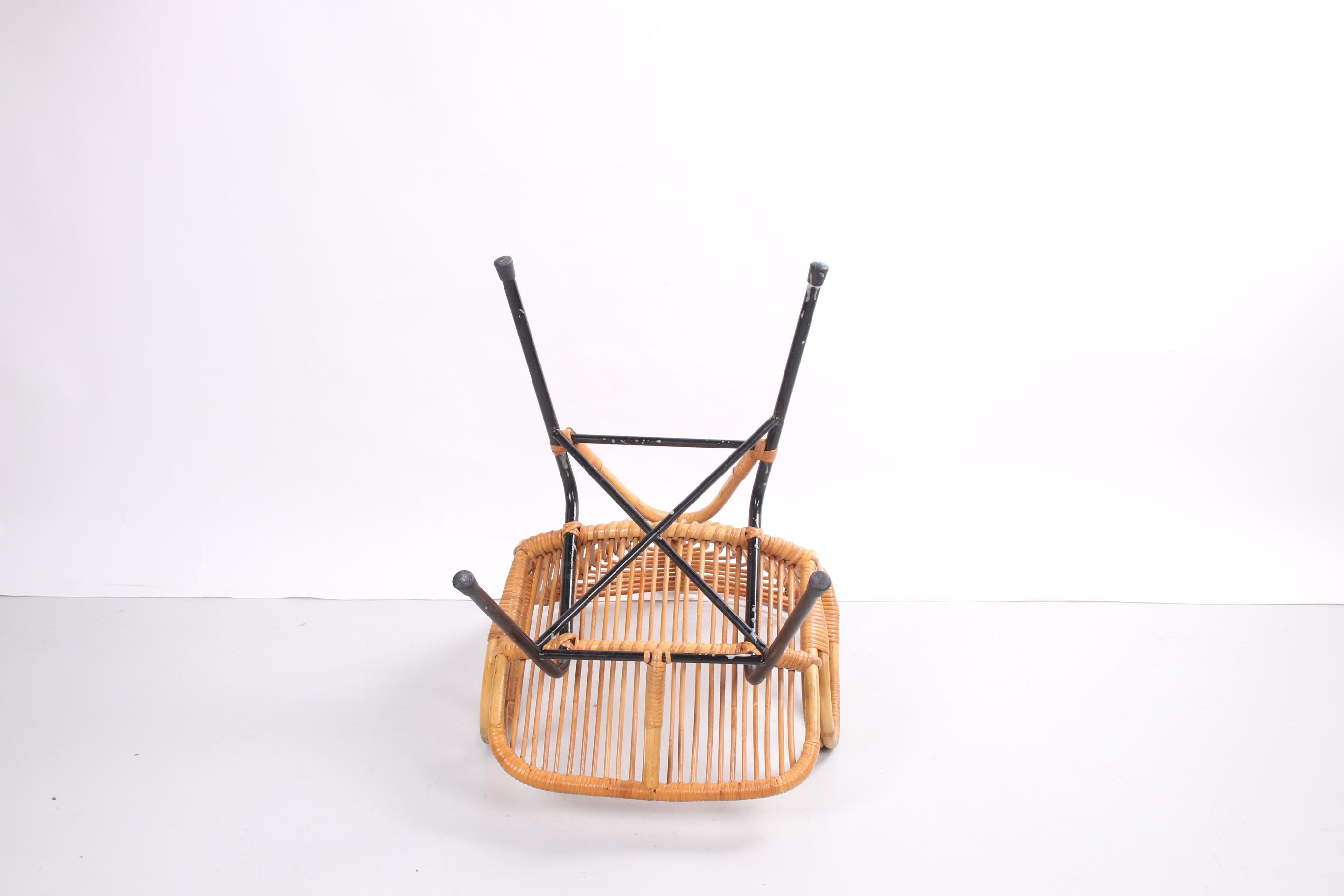Vintage Noordwolde Bamboo Lounge Chair In Good Condition In Oostrum-Venray, NL