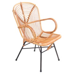 Vintage Noordwolde Bamboo Lounge Chair