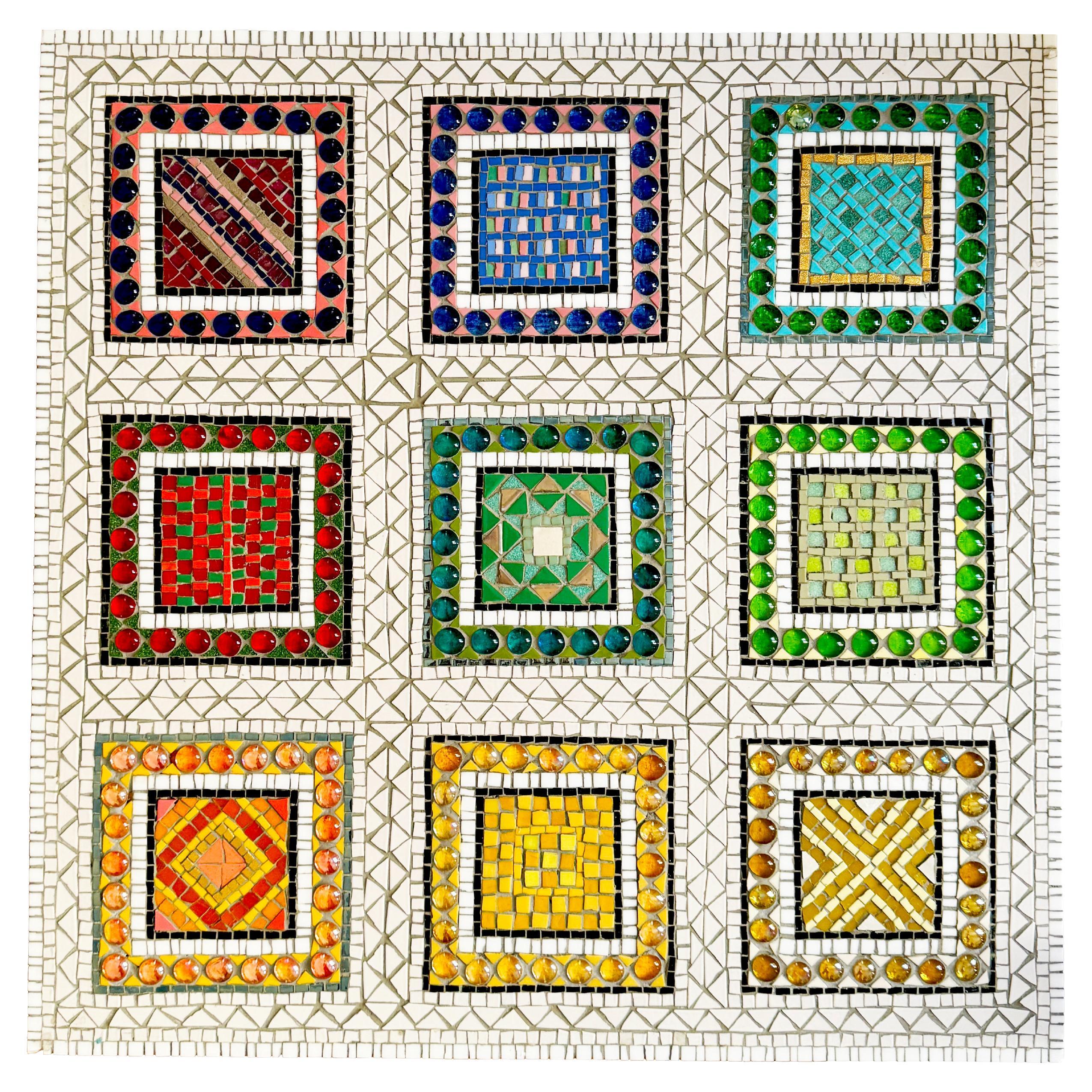 20th Century Multicolour Mosaic Panel, Geometric Abstract Wall Art