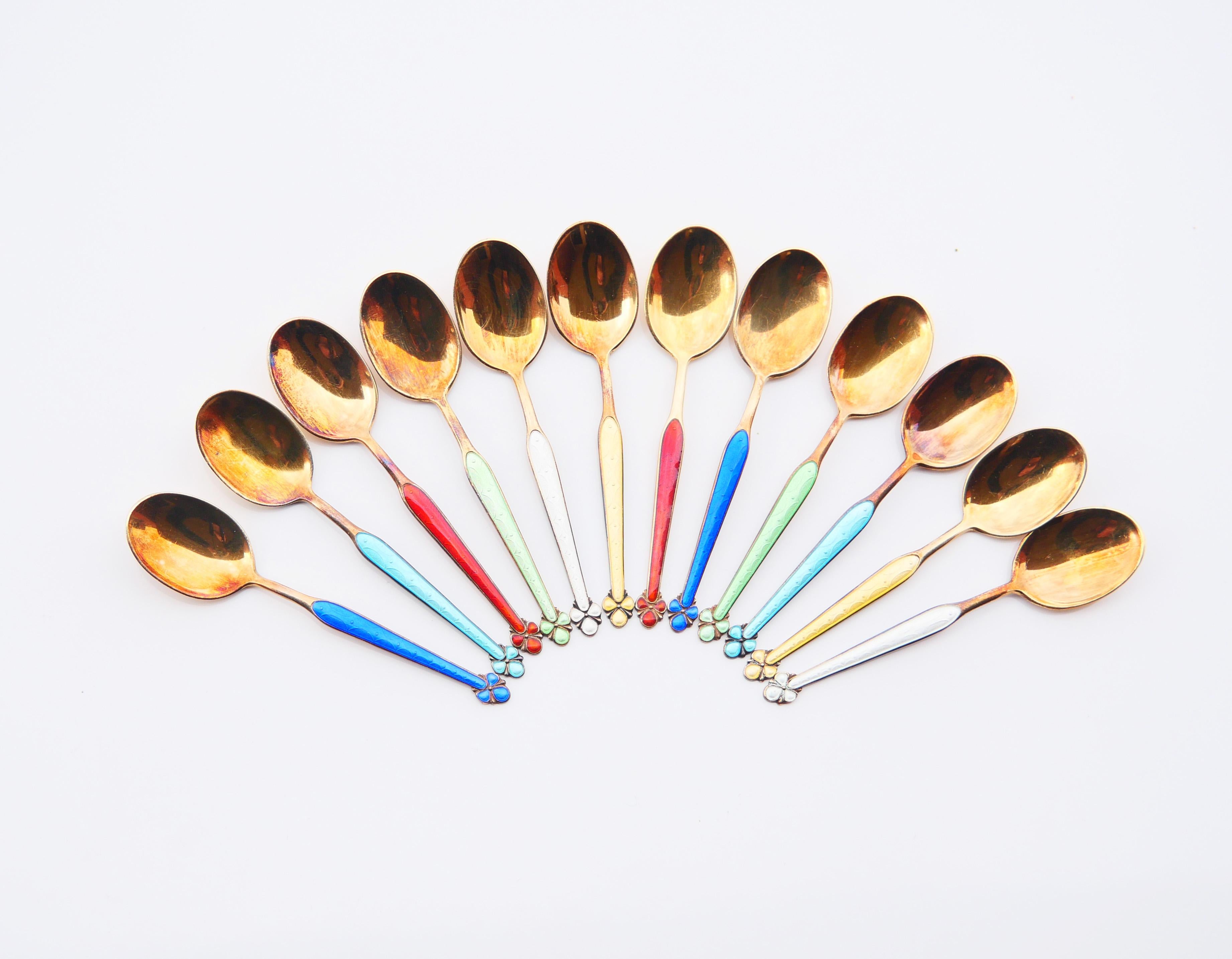 Vintage Nordic Set in scatola 12 cucchiai da gelato in argento massiccio 925 / 76gr in vendita 2