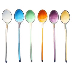 Vintage Nordic Boxed Set Ice-cream Spoons solid 925 Sterling Silver / 60 gr