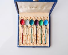 Vintage Nordic Boxed Set Ice-cream Spoons solid 925 Sterling Silver / 60gr