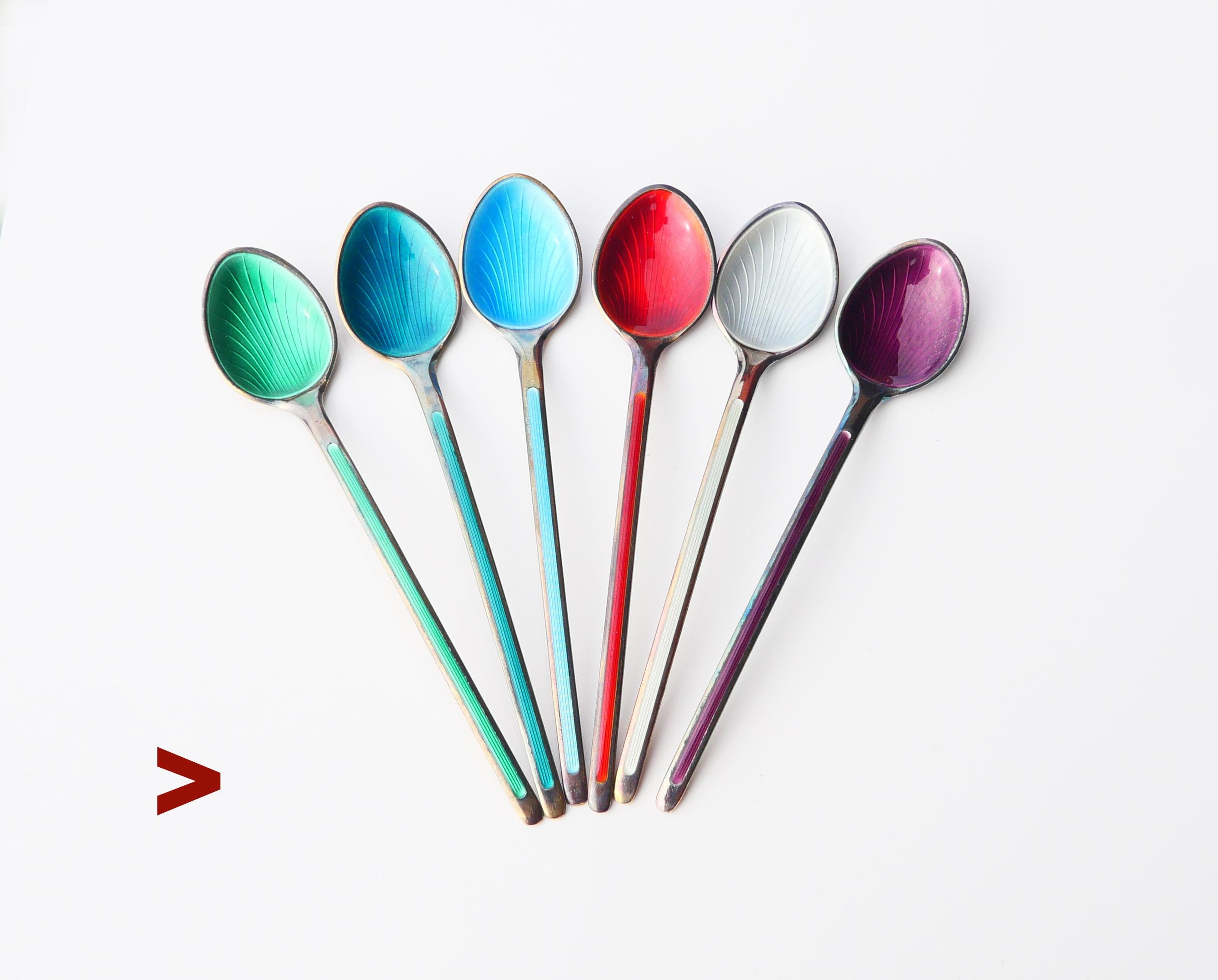 Vintage Nordic Boxed Set Ice-cream Spoons solid 925 Sterling Silver / 60gr For Sale 1