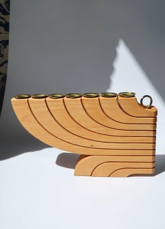 Vintage Nordic Iconic Wooden 7-Arm Candelabra by Jonas Grundell, 1980s