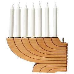 Vintage Nordic Iconic Wooden 7-Arm Candelabra by Jonas Grundell, 1980s