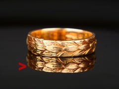 Vintage Nordic Men Unisex Laurel Leaf Wreathy Ring 18K Yellow Gold ØUS9/ 6.5gr