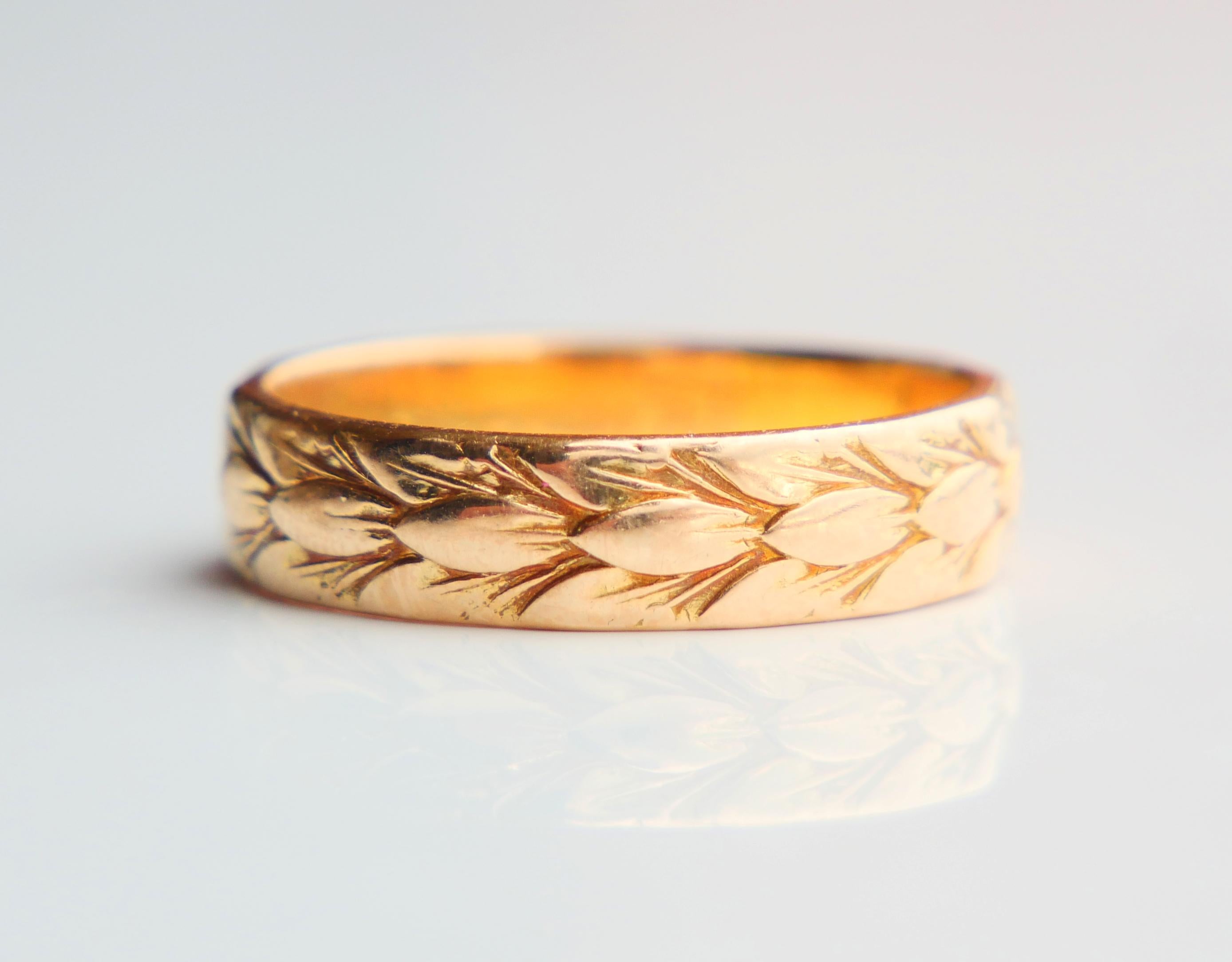 Anillo Vintage Nórdico Hombre Unisex Corona de hojas de Laurel Oro Amarillo 18K ØUS9/ 6.5gr 2