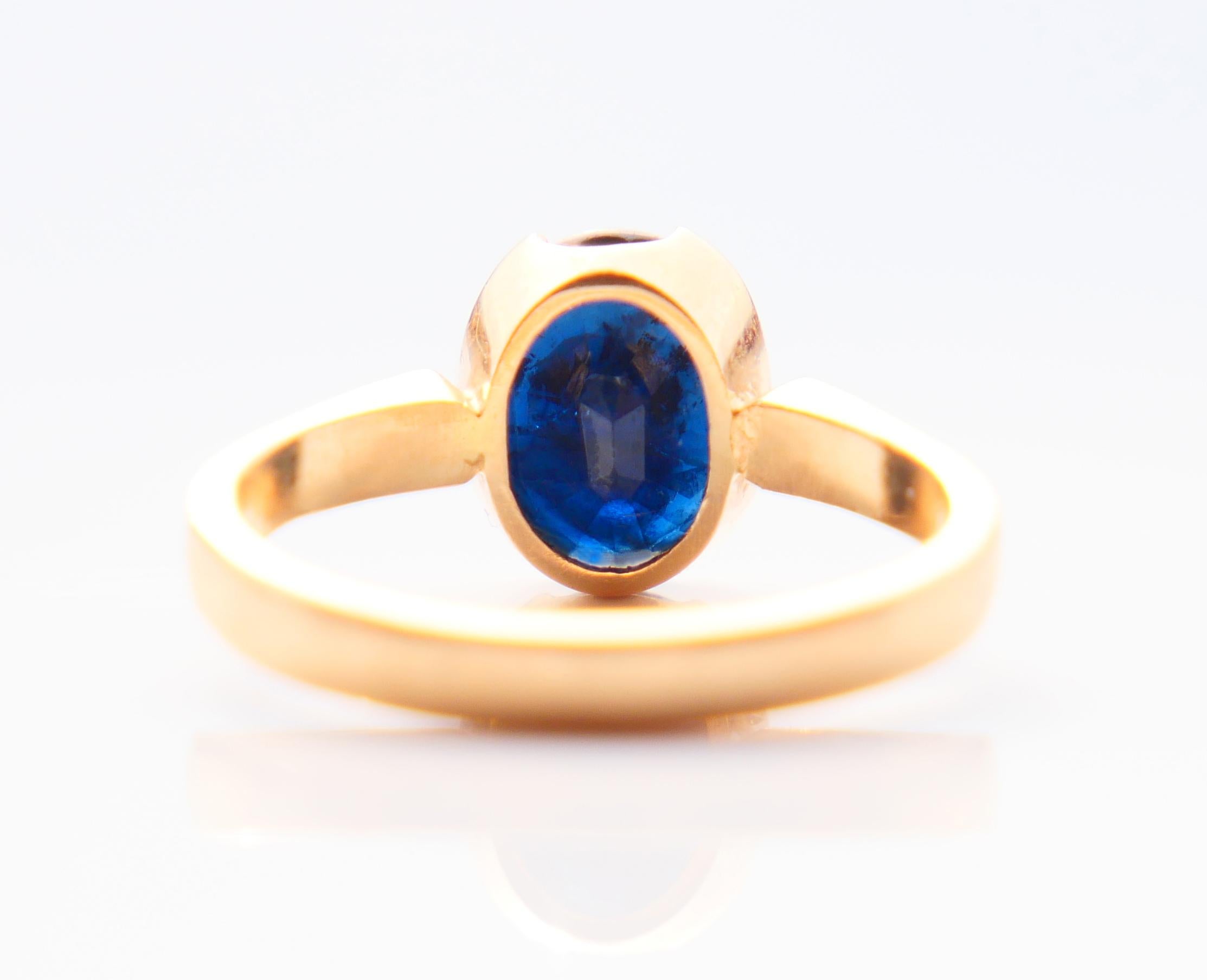 Oval Cut Vintage Nordic Ring 2.25ct natural Sapphire solid 18K Gold Size Ø6.75 US /4.2 gr For Sale