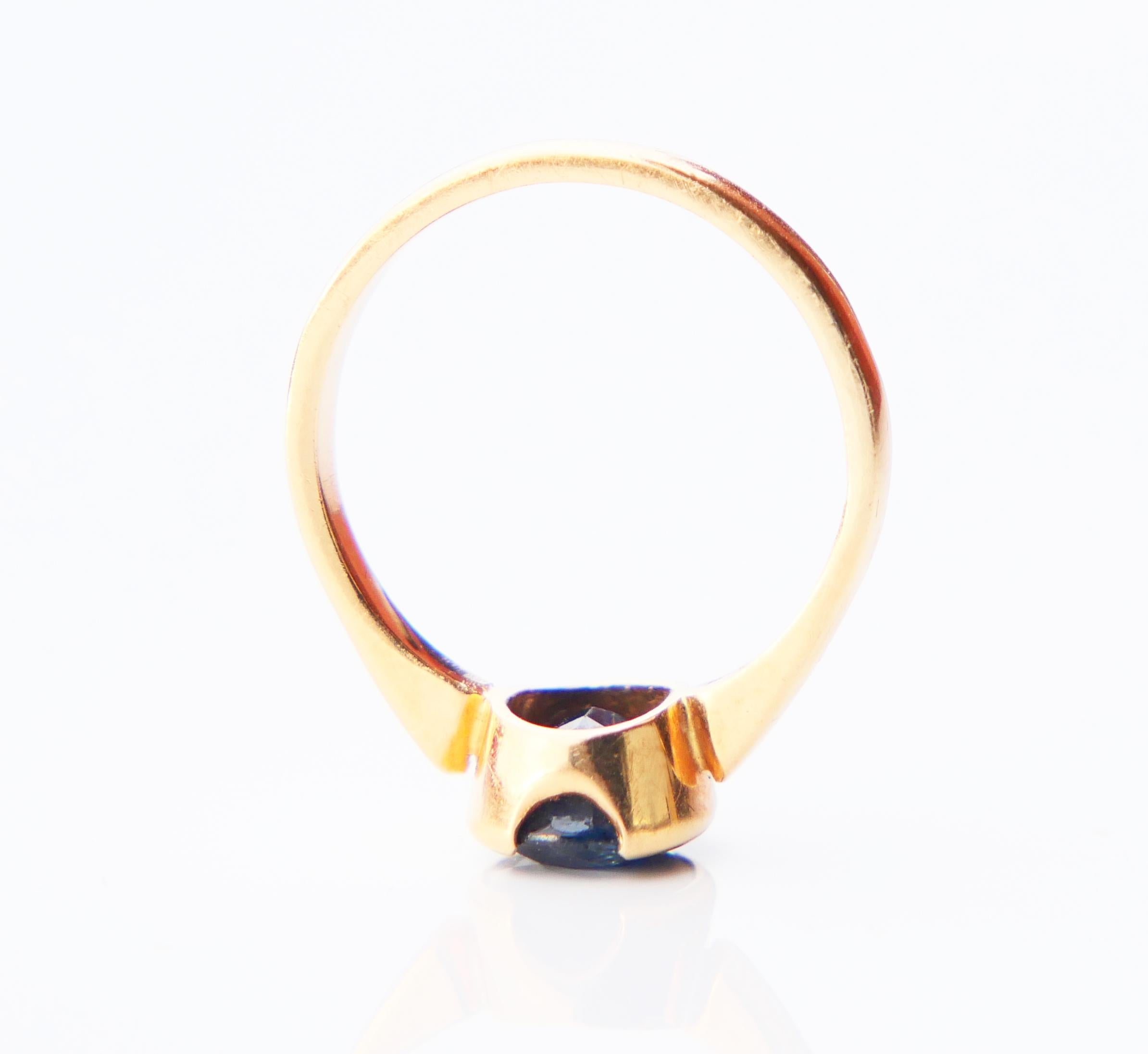 Women's Vintage Nordic Ring 2.25ct natural Sapphire solid 18K Gold Size Ø6.75 US /4.2 gr For Sale