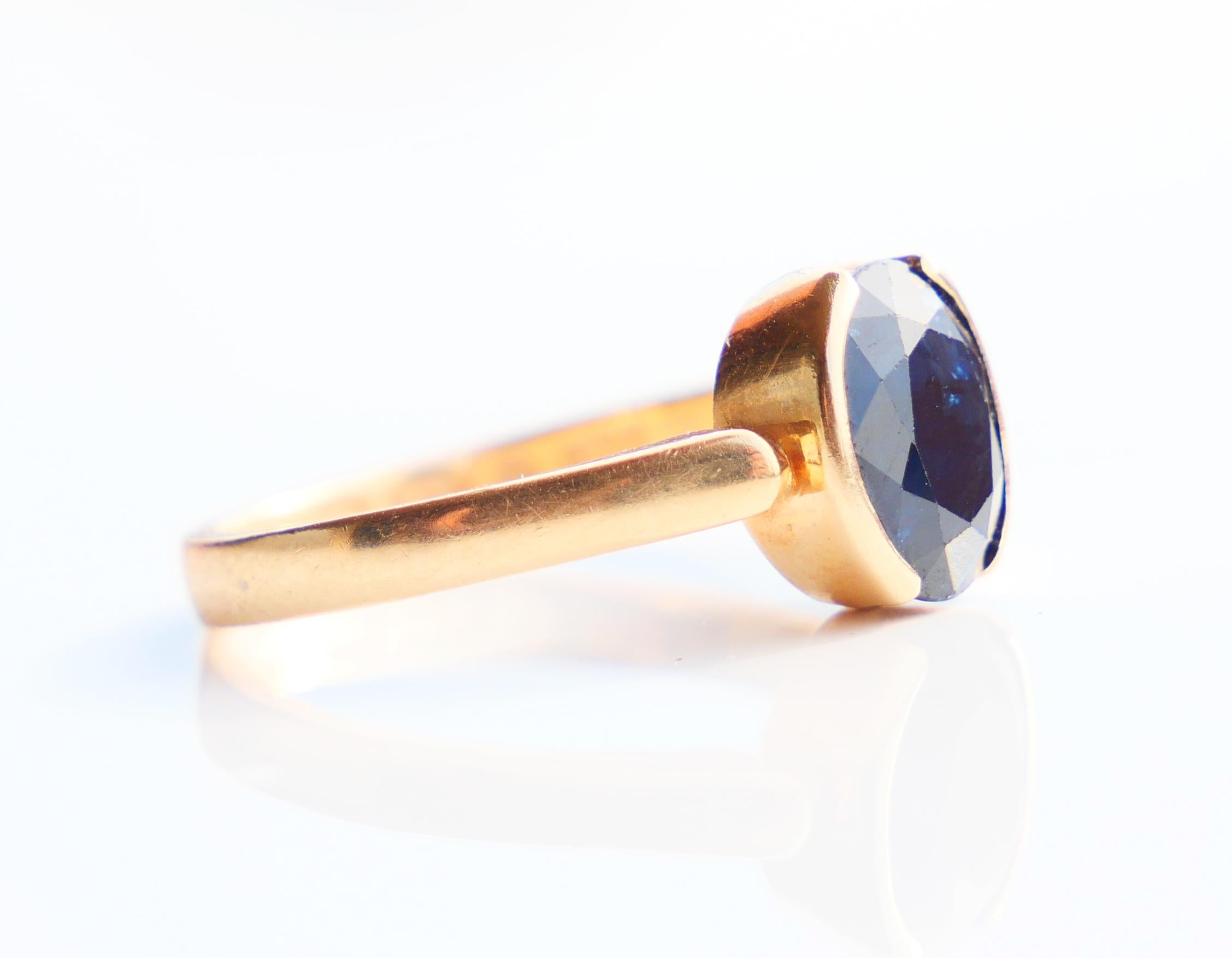 Vintage Nordic Ring 2.25ct natural Sapphire solid 18K Gold Size Ø6.75 US /4.2 gr For Sale 1