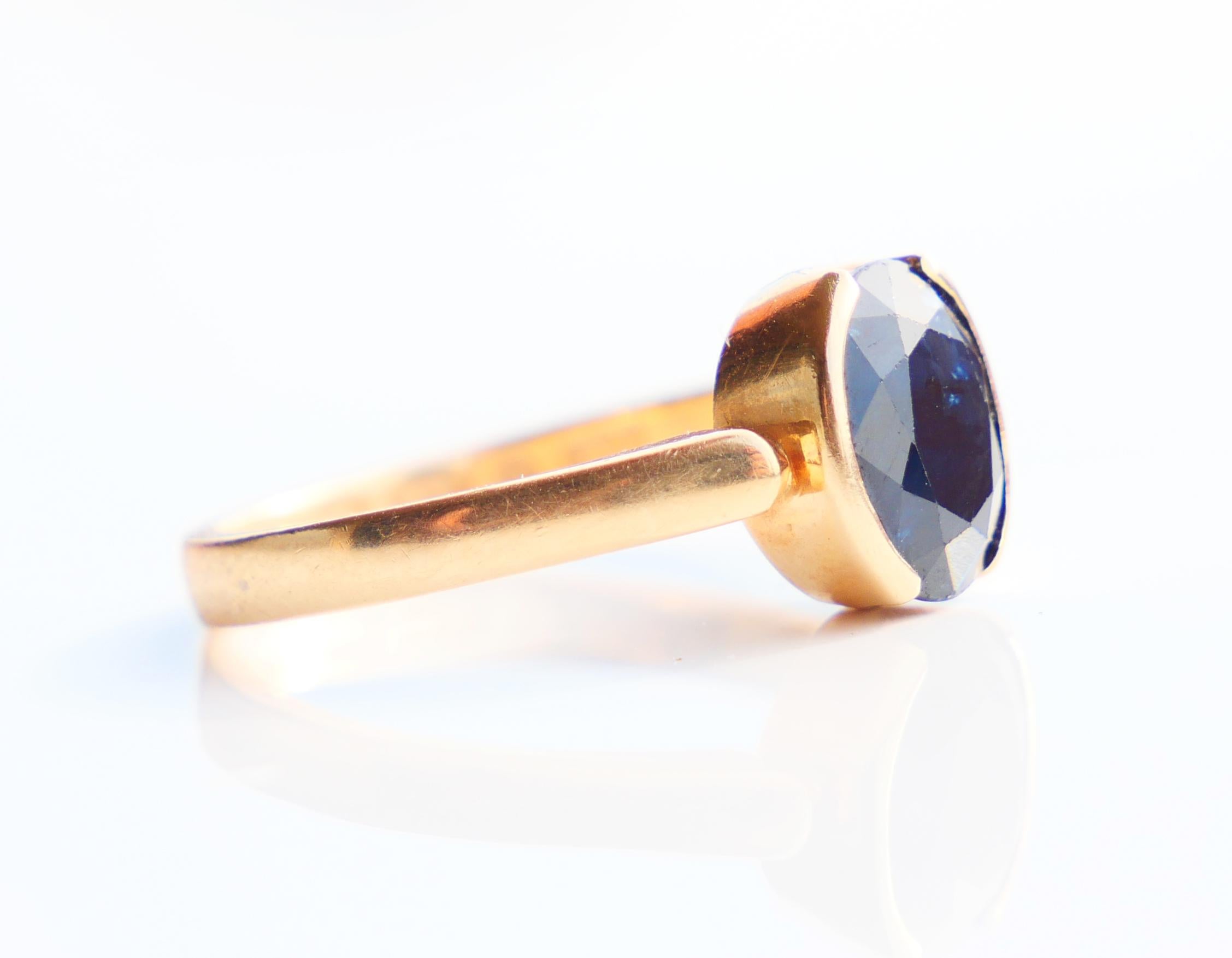 Vintage Nordic Ring 2,25ct natürlichen Saphir massiv 18K Gold Größe Ø6,75 US /4,2 gr 1