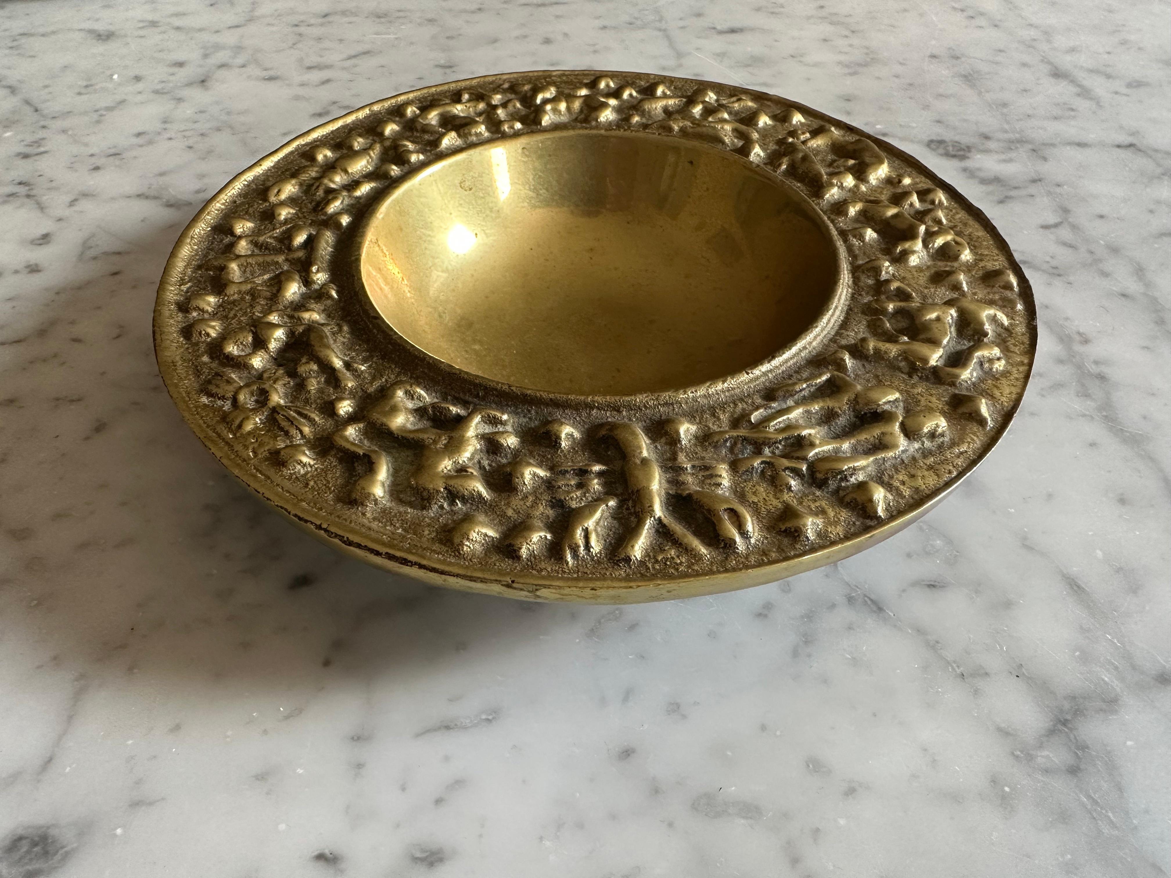 Mid-Century moderno Ciotola Zodiac d'epoca in ottone Nordisk Malm - Design danese di metà secolo in vendita