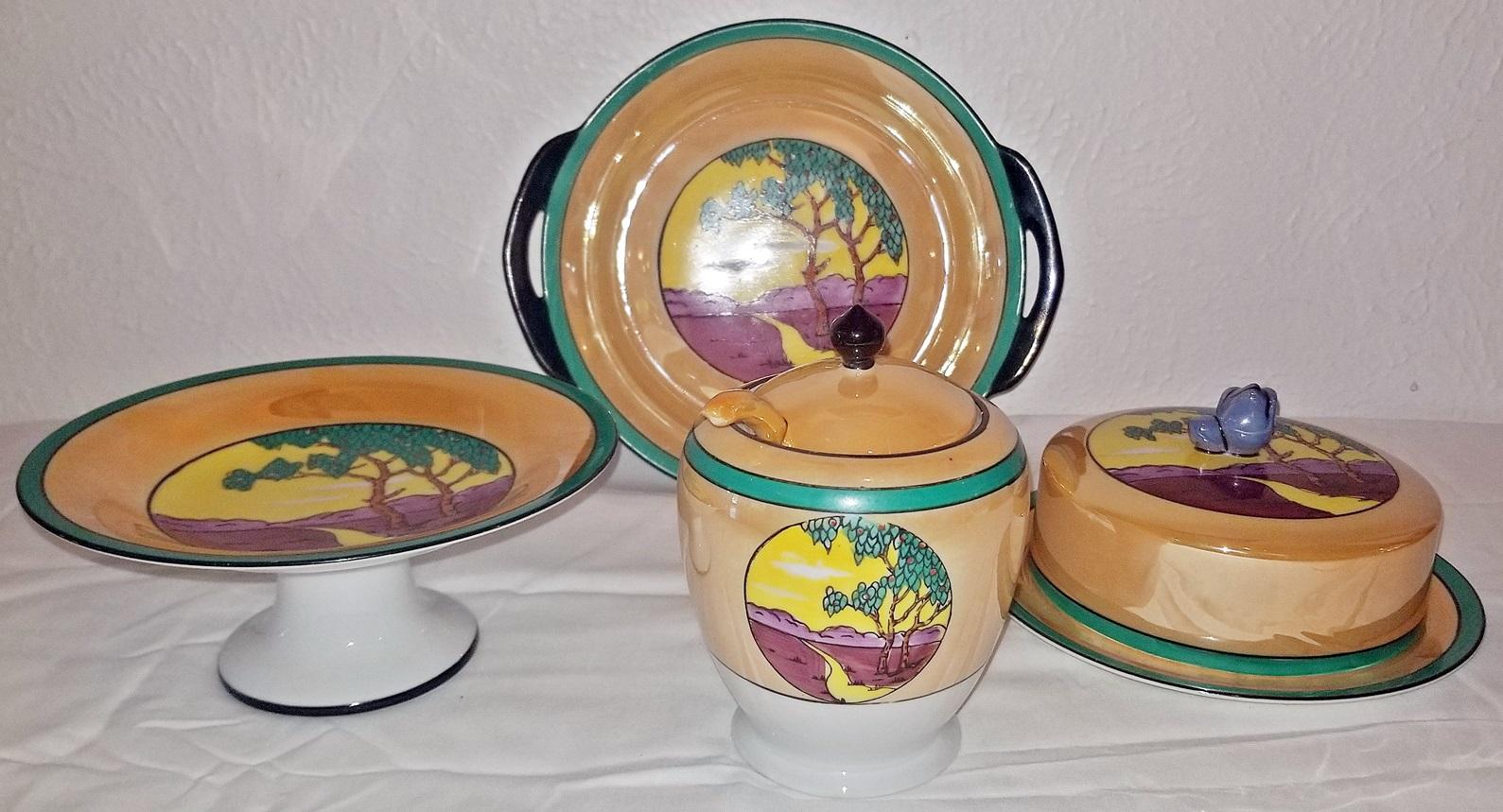 Porcelaine Vintage Noritake Art Deco 4 Pieces Set en vente