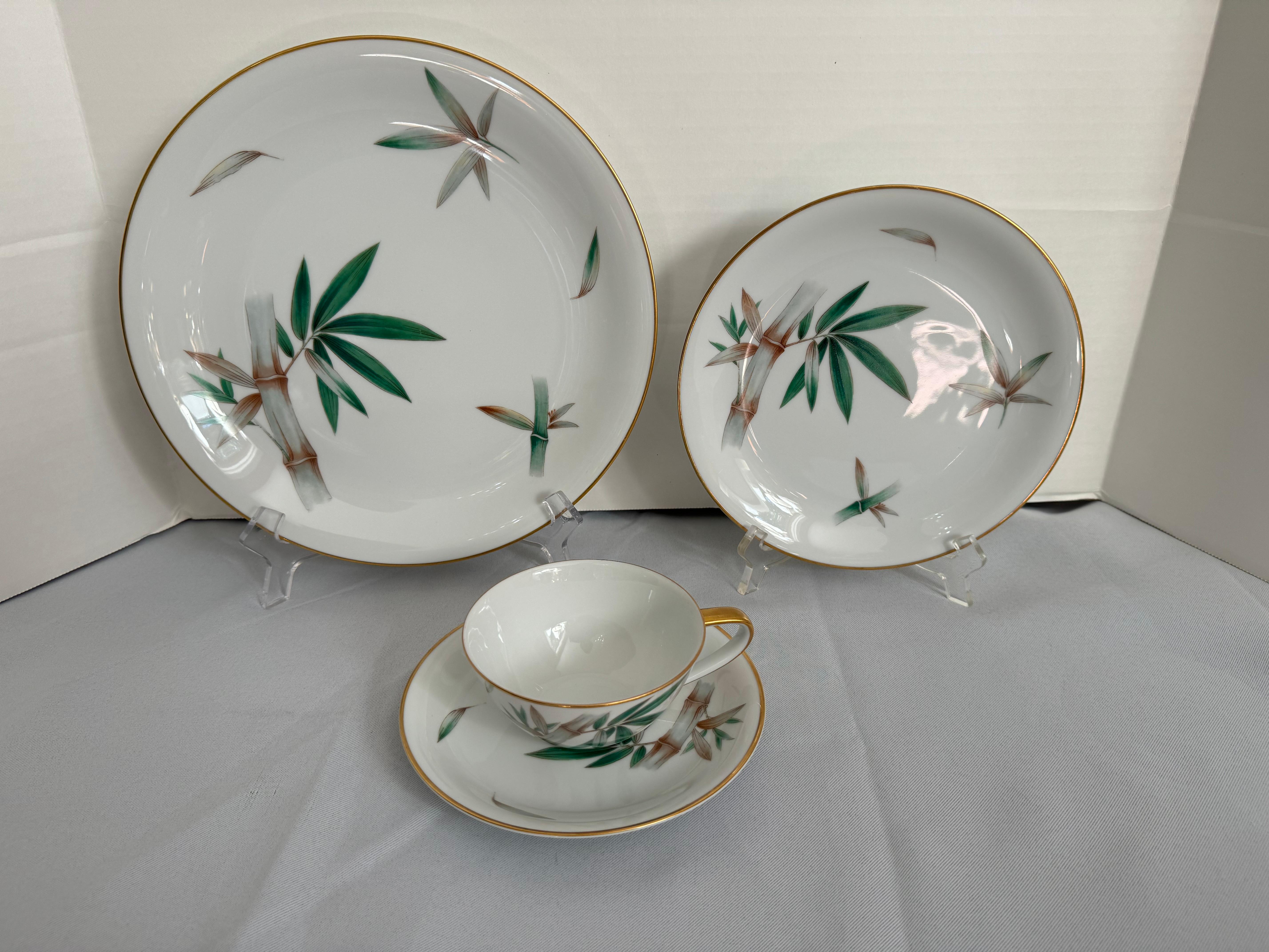 Vintage Noritake Canton modelo 5027 cena siete cubiertos para 12 Anglojaponés en venta