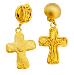 Vintage NORMA JEAN gold cross dangle earrings