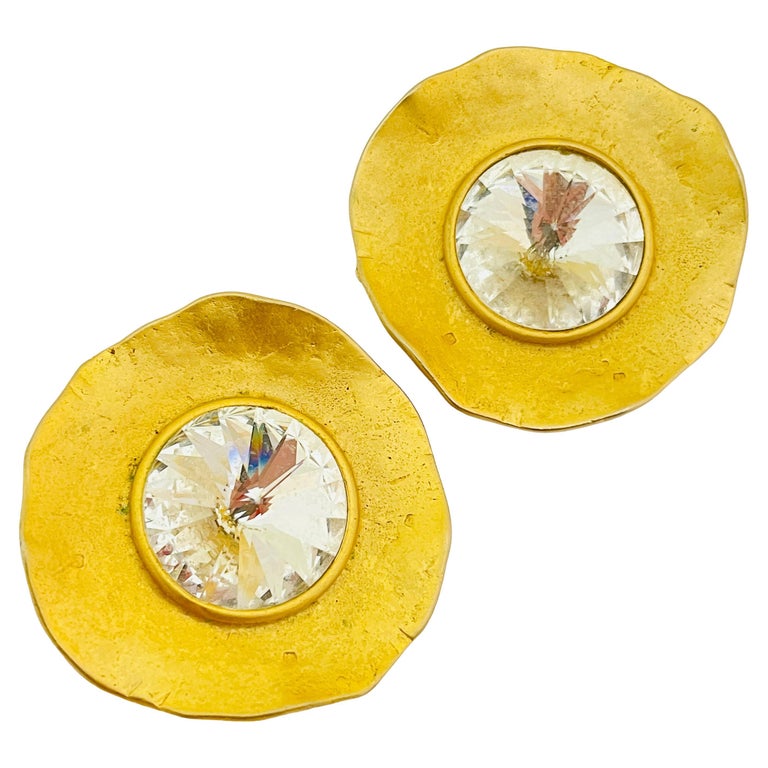 Vintage NORMA JEAN matte gold glass modernist designer runway clip on