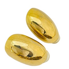 Vintage NORMA JEAN shiny gold modernist designer runway clip on earrings