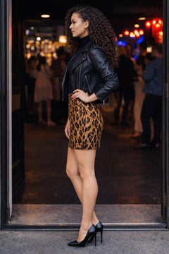 Vintage Norma Kamali 1980s Faux Leopard Fur Mini Skirt XS/S Lined