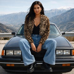 Vintage Norma Kamali Faux Leopard Fur Bolero Jacket Cropped Statement Piece 90s